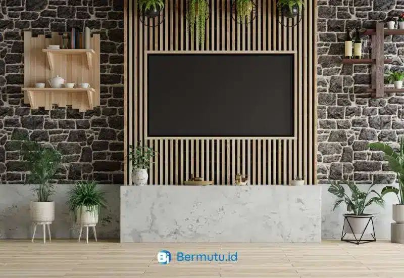 backdrop tv kisi-kisi kayu