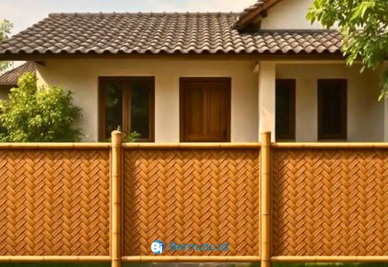 desain pagar bambu anyaman