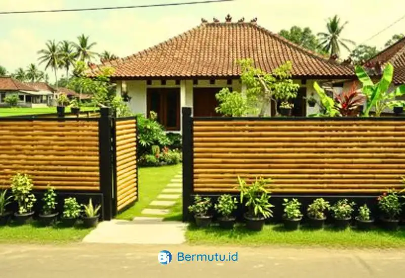 desain pagar bambu horizontal