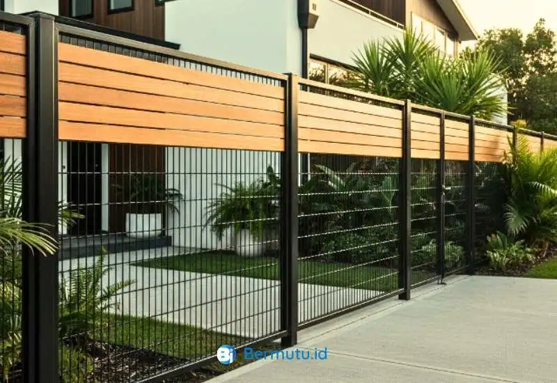 desain pagar kawat dan kayu