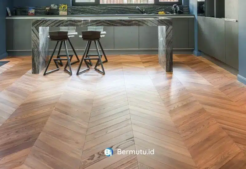 pola herringbone lantai SPC